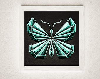 Butterfly multilayer project for laser cut. Digital layer wall decoration for laser cutters. Digital project for laser cutters B4 papercut
