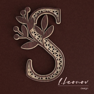 Laser cut DXF Letter S, DXF Alphabet Letter S, Laser Cut Letter, Alphabet SVG for Cricut, cricut, Wall art Multilayer Letter, Papercut