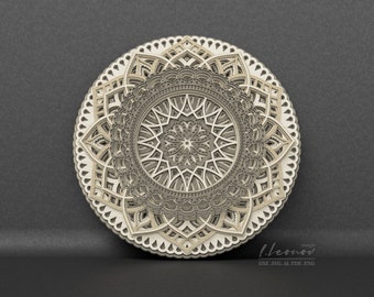 Multilayer mandala laser cut file,  DXF File for Laser cut, layered dxf file Scroll saw pattern, Diameter 10''/250mm Laser cut bohemian art