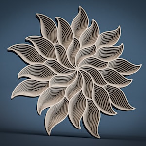 ScanCut SVG file dxf mandala tagliato al laser multistrato, file Dxf per taglio laser, carta tagliata SVG, decorazione da parete a 10 strati, mandala tagliato al laser M310