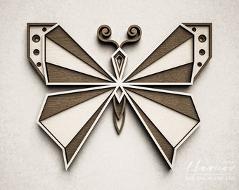 Butterfly multilayer project for laser cut. Digital layer wall decoration for laser cutters. Digital project for laser cutters B2 papercut
