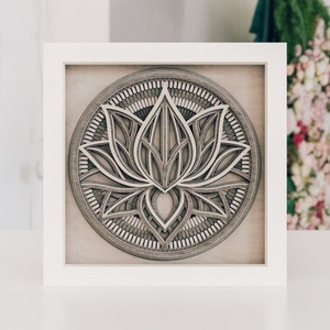 File digitale Lotus, file DXF multistrato, file di taglio laser DXF, Cricut SVG, file Mandala Svg, taglio laser dxf, taglio a strati