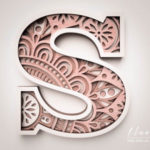 Corte láser DXF carta S DXF alfabeto letra S, letras de corte láser, alfabeto SVG para cricut, cricut, carta multicapa de arte de pared, corte de papel