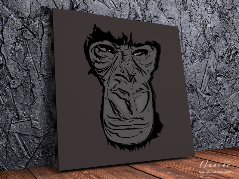 Download Multilayer Laser cut file Gorilla face dxf file laser cut ...