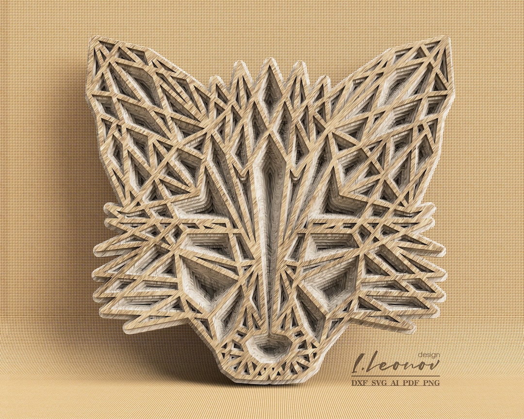 Multilayer Fox Vector File, Laser Cut File, SVG Ai EPS Dxf Laser Cut ...