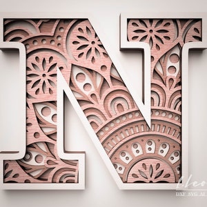 Laser geschnitten DXF Brief N DXF Alphabet Buchstabe N, Laser geschnitten Buchstaben, Alphabet SVG für Cricut, Cricut, Wandkunst Multilayer Brief, Papercut
