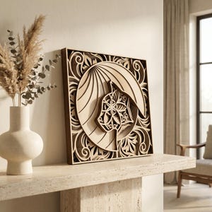 Nautilus Shell Wall Art File, 11 Layer Laser Cut Design, Multilayer Nautilus Svg Dxf, Ocean Inspired Panel, Cnc Router Template image 3