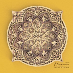 Multistrato laser taglio mandala dxf file , file Dxf per taglio laser, Taglio carta , 9 strati muro telaio, file vettoriale, file SVG Laser taglio mandala
