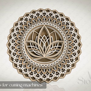 File dxf mandala taglio laser multistrato , file Dxf per taglio laser, Paper cut SVG , arredamento parete a 8 strati, file SVG M209 Laser cut mandala