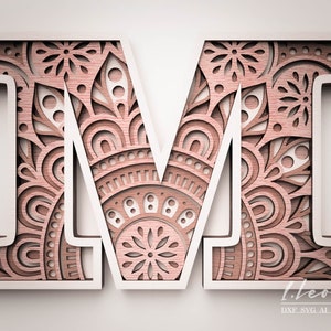 Corte láser DXF carta M DXF alfabeto letra M, letras de corte láser, alfabeto SVG para cricut, cricut, carta multicapa de arte de pared, corte de papel