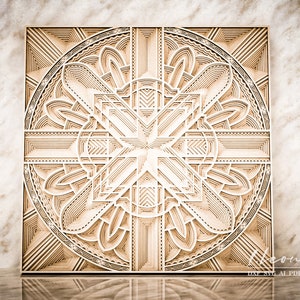 Large wooden scoulpture wall art, Mandala DXF file, Multilayer art, Dxf file for laser cut, Paper cut, 11 layer wall frame, Vector file M182