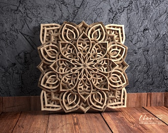 Multilayer mandala laser cut file,  DXF File for Laser cut, layered dxf file Scroll saw pattern, 12in/307mm Laser cut bohemian art