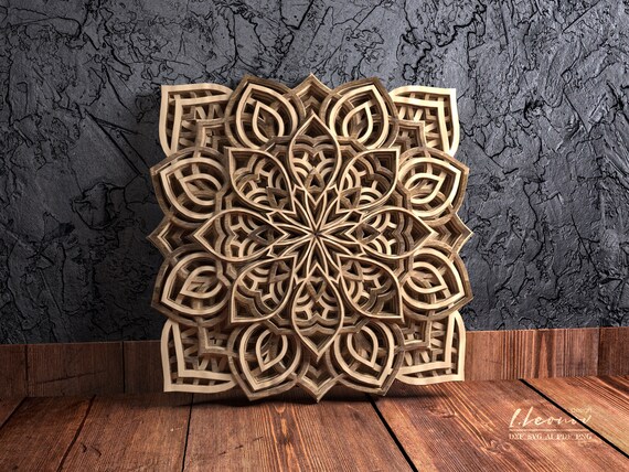 Multilayer mandala laser cut file,  DXF File for Laser cut, layered dxf file Scroll saw pattern, 12in/307mm Laser cut bohemian art