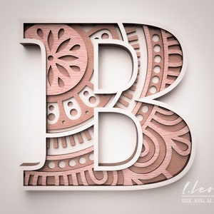 Laser geschnitten DXF Brief B DXF Alphabet Buchstabe B, Laser geschnitten Buchstaben, Alphabet SVG für Cricut, Cricut, Wandkunst Multilayer Brief, Papercut