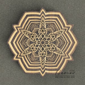 Digital file, Multilayer Mandala DXF file,  DXF File for Laser cut, layered dxf file Pdf File for paper cut Mandala Svg file,  Laser cut dxf