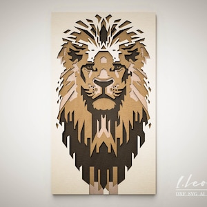 Multilayer Laser cut file, lion dxf file, SVG Ai EPS Dxf laser cut wall art, cut template vector file, laser cut home decoration DXF file