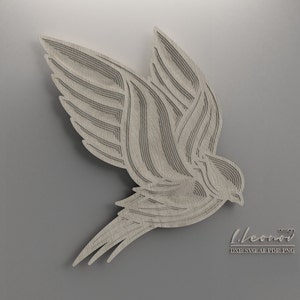 Multilayer flying bird, Laser cut file, SVG Ai EPS Dxf laser cut wall art, cut template vector file, laser cut home decoration DXF file