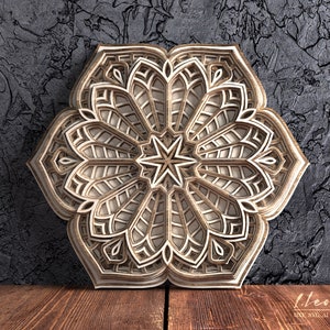 Multistrato laser taglio mandala dxf file , file Dxf per il taglio laser, Carta tagliato SVG , arredamento muro a 8 strati, file vettoriale, file SVG Laser taglio mandala