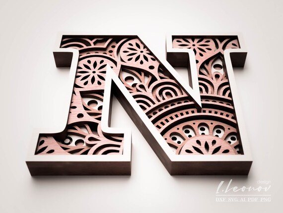 トップス Letter design sheet cut and saw Letters A-Z with Flowers for Laser cutter svg dxf eps pdf