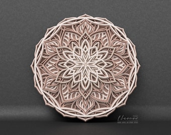 Multilayer mandala laser cut file,  DXF File for Laser cut, layered dxf file Scroll saw pattern, Diameter 9''/221mm Laser cut bohemian art