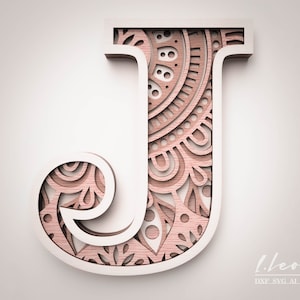 Corte láser DXF carta J DXF alfabeto letra J, letras de corte láser, alfabeto SVG para cricut, cricut, carta multicapa de arte de pared, corte de papel