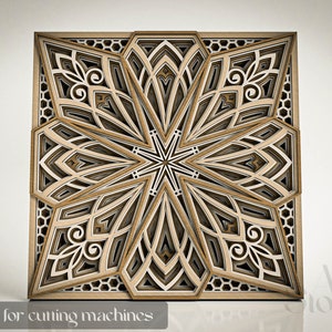File dxf mandala taglio laser multistrato , file Dxf per taglio laser, Paper cut SVG , arredamento parete a 8 strati, file SVG M208 Laser cut mandala