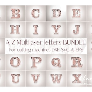 Letra DXF cortada a laser A-Z, letra do alfabeto DXF A-Z, letra cortada a laser, alfabeto SVG para Cricut, cricut, limite do alfabeto