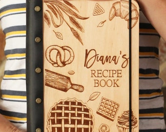Personalized Recipe Book Leather Recipe Notebook Custom Cookbook Christmas Gift For Mom Blank Recipe Binder Recipe Journal Gift For Grandma