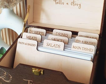 Custom Recipe Cards Box Wooden Recipe Holder Recipe Box Christmas Gift Bridal Shower Gift Housewarming Gift Kitchen Storage Box Moms Gift