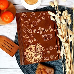 Personalized Recipe Journal Wooden Cookbook Custom Recipe Book Christmas Gift For Mother In Low Grandma Gift For Dad Housewarming Gift Idea