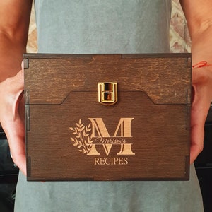 Caja de recetas de reliquia, caja de recetas para cocinar, divisores de recetas, caja de tarjetas de recetas, regalo de Navidad para mamá, caja de almacenamiento de cocina, regalo para la abuela, soporte de recetas