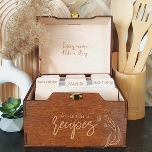 Heirloom Recipe Box With Dividers Wooden Recipe Holder Dad&#39;s Gift Kitchen Recipe Cards For Grandma Anniversary Gift Custom Recipe Card Box
