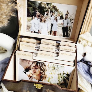 Family Photo Box With Custom Dividers Wood Print Box Wedding Photo Box For Photo Holder Keepsake Box Wedding Memory Box  Photo Packaging