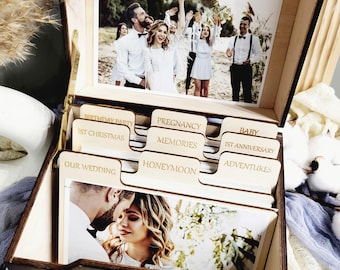 Family Photo Box With Custom Dividers Wedding Photo Box Wood Print Box Photo Holder Keepsake Box Wedding Memory Box Photo Packaging