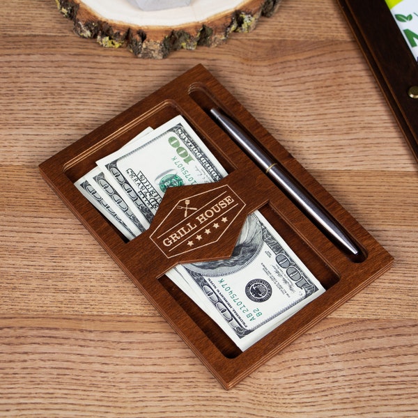 Personalized Check Holder Restaurant Checkbook Holder Server Book Wooden Check Presenter Restaurant Receipt Holder Restaurant Bill Presenter