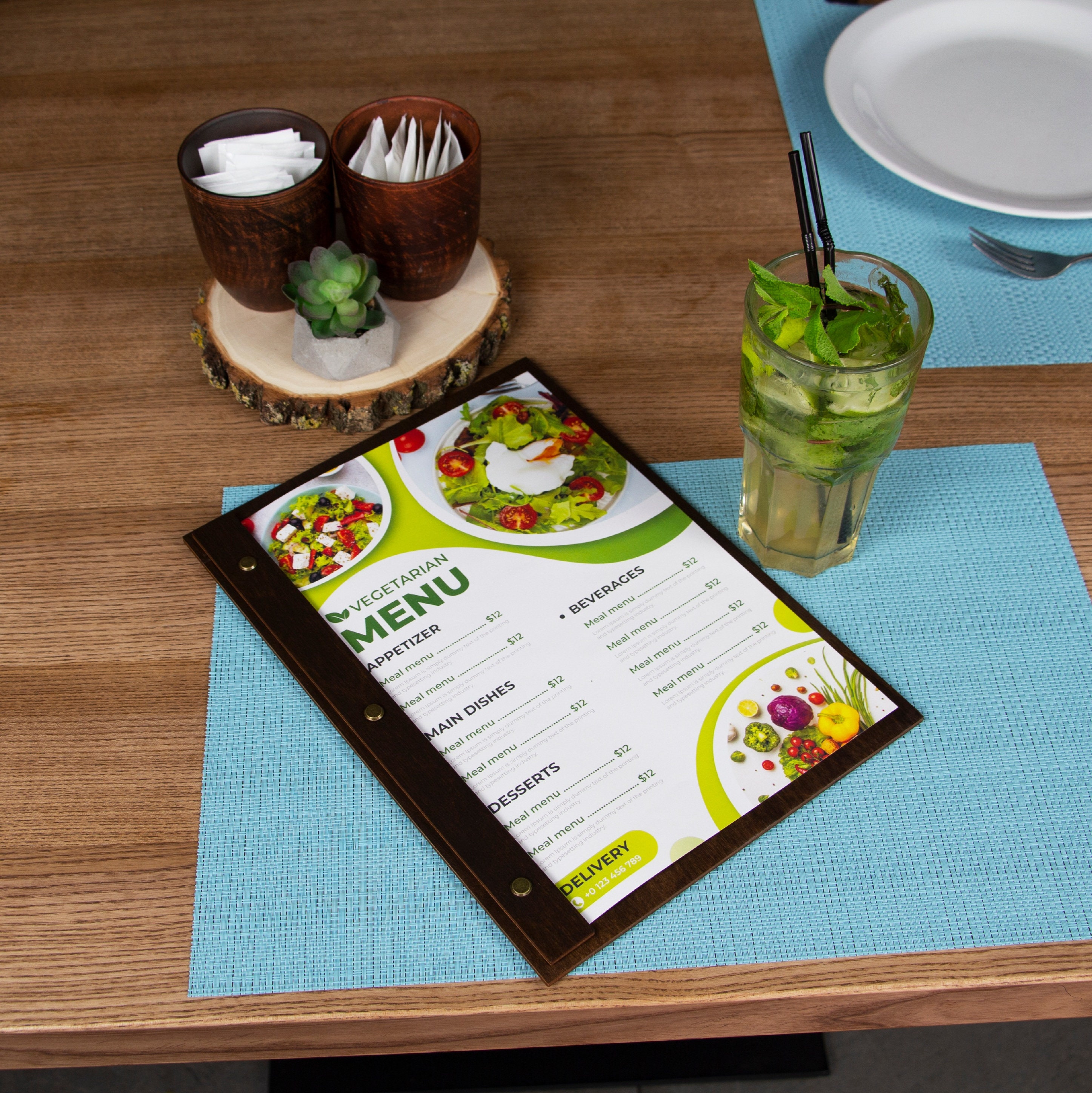 Table Menu Folder Restaurant Menu Holder Wood Menu Board Custom Menu ...