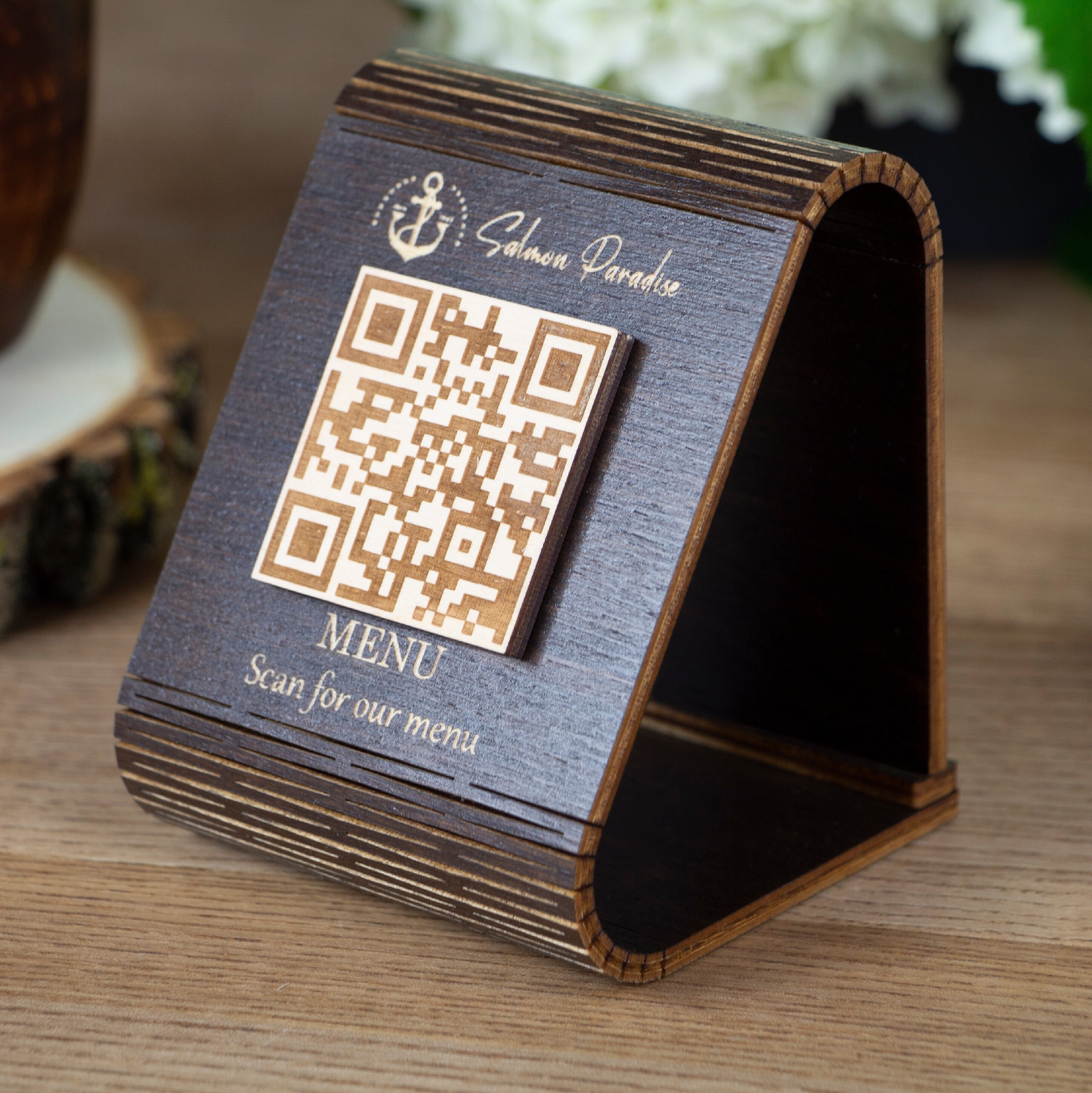 Scan For Menu Table Sign Men7 QR Code Scan Menu Sign Custom QR Code Tabletop Sign Scan for ...