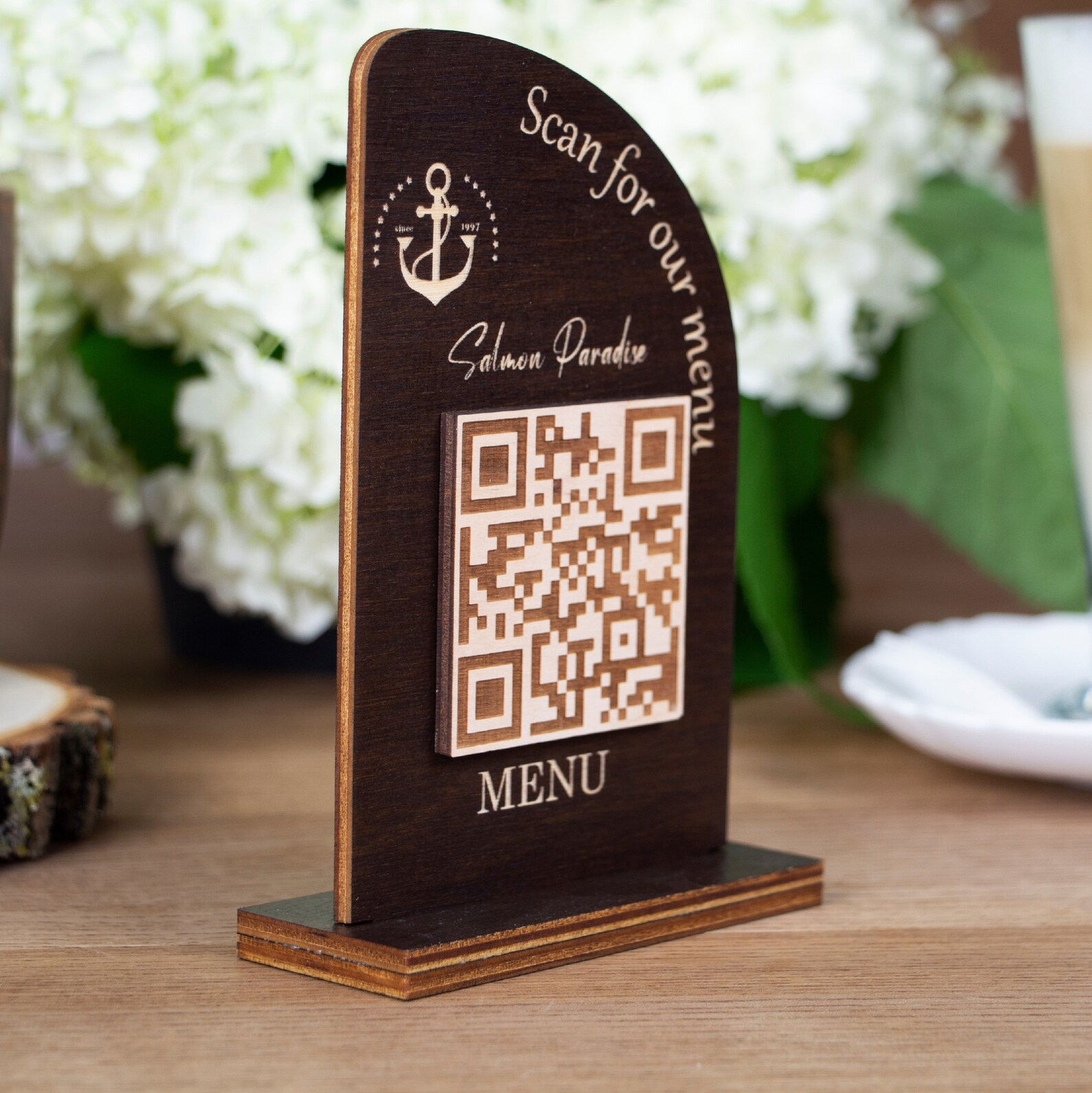 Custom Qr Code Sign Qr Code Tabletop Sign Restaurant QR Code Etsy