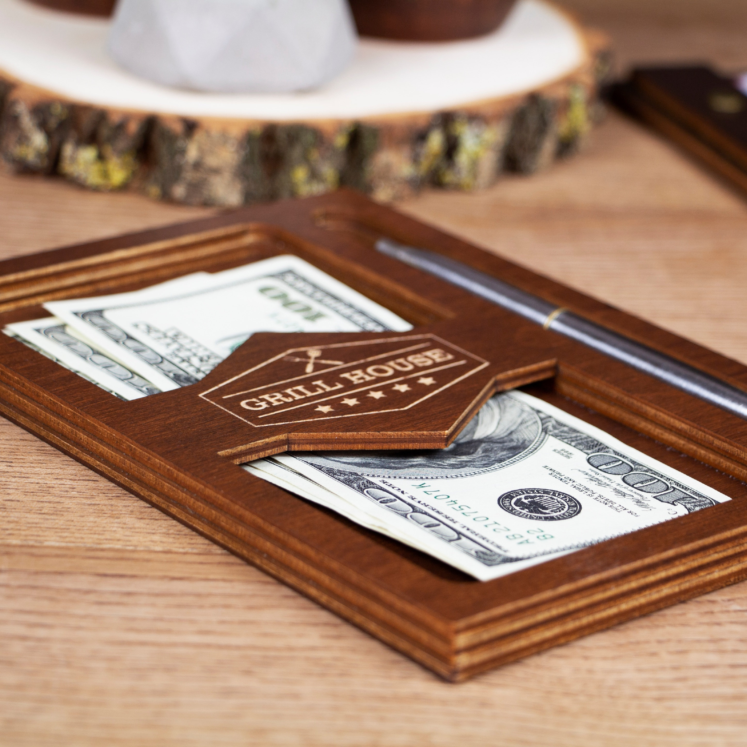 Personalized Check Holder Restaurant Checkbook Holder Server Book