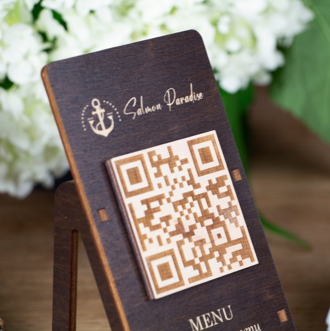 Buy Custom Table QR Wood Code Sign QR Code Stand Tabletop Sign Qr Code ...