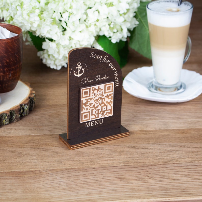 Custom Qr Code Sign Qr Code Tabletop Sign Restaurant QR Code Etsy