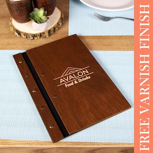 Personalized Menu Folder With Leather Strap Table Menu Holder Custom Menu Cover Engraved Custom Restaurant Menu Holder Cafe Cocktail Menu