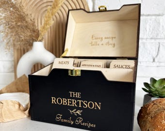 Wooden Recipe Box Personalized Recipe Cards Box With Dividers Christmas Gift For Mom Kitchen Decor Bridal Shower Gift Birthday Moms Gift