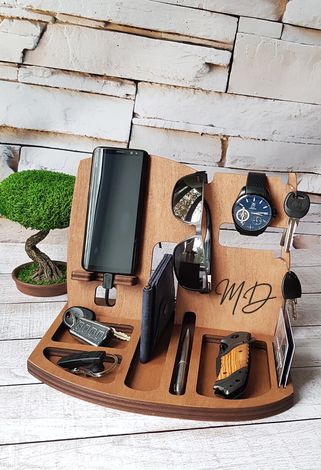 Personalized Docking Station Desk Organizer Wood Dock Station Etsy