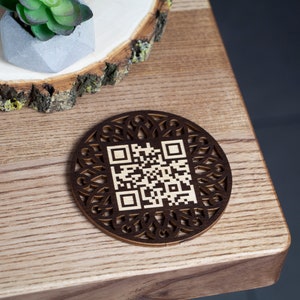 Menú de código QR de restaurante Letrero de código QR personalizado con logotipo Letrero de menú de mesa de madera Letrero de menú digital Letrero de menú Letrero de sitio web Etiqueta de código QR