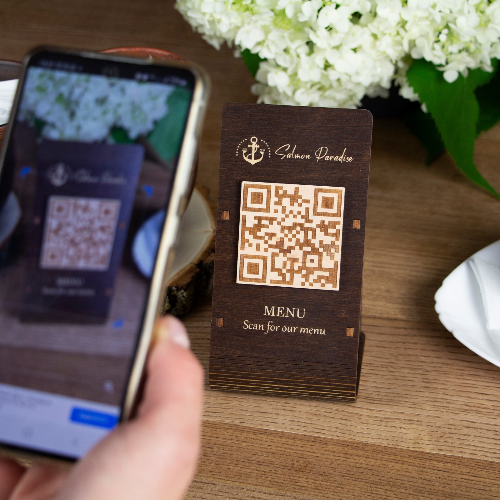 Table QR Code Sign QR Code Stand Tabletop Sign Small Bussiness - Etsy