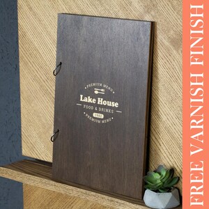 Porte-menu en bois avec logo, porte-menu de table sur anneaux, couverture de menu personnalisée, porte-menu de restaurant personnalisé, menu de cocktails, menu de boissons