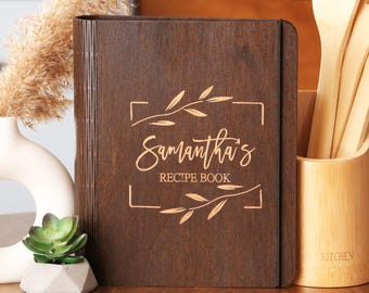 Custom Cooking Book Recipe Journal Christmas Gift For Her Wooden Recipe Book Recipe Notebook Moms Gift Grandma Gift Bridal Shower Gift