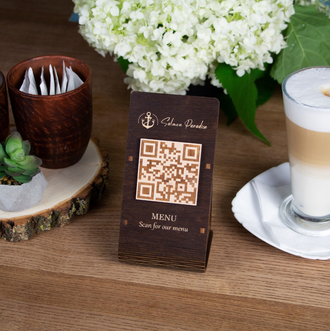 Scan For Menu Table Sign Buy Custom Table QR Wood Code Sign QR Code Stand Tabletop Sign Qr Code ...
