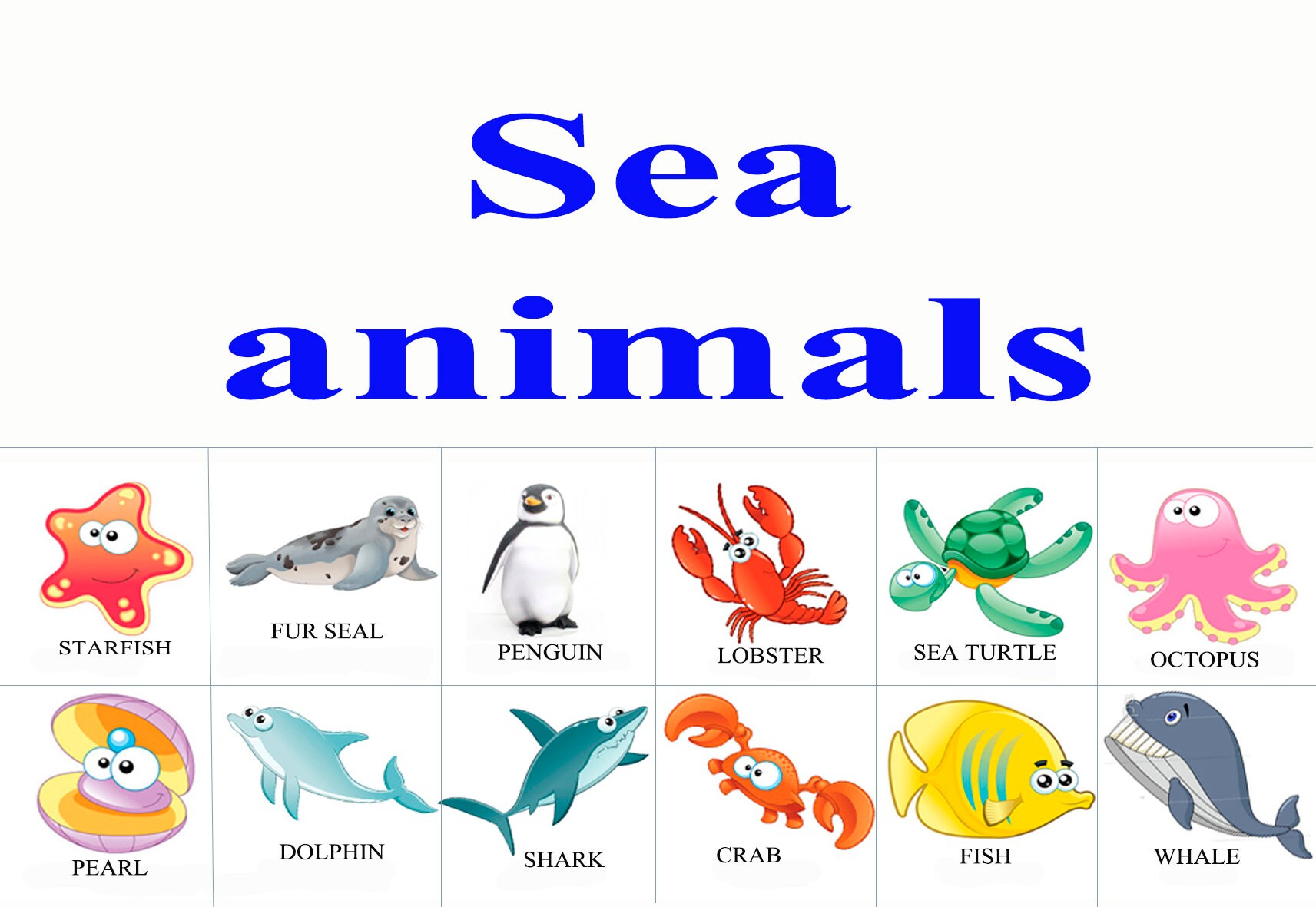 Flash Cards sea animals matching games PDF for toddlers Etsy